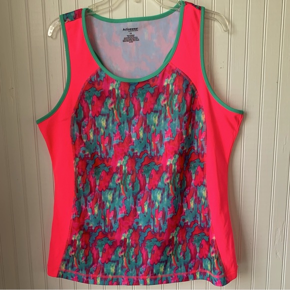 Activewear by Jennifer Lauren (1X) Racerback Tank Top; Fluorescent Pink - Picture 1 of 4